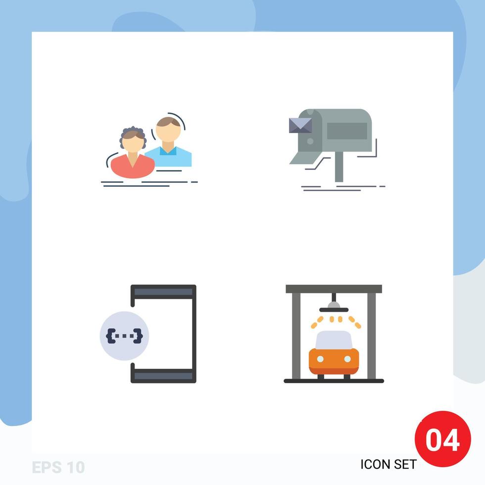 4 Flat Icon concept for Websites Mobile and Apps student mail couple email coding Editable Vector Design Elements