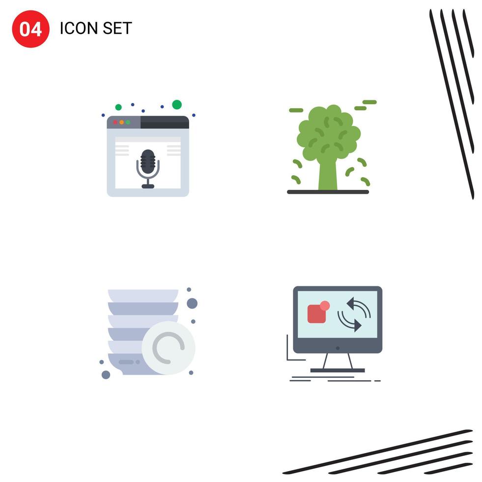 Group of 4 Modern Flat Icons Set for internet scandinavia podcast arctic plate Editable Vector Design Elements