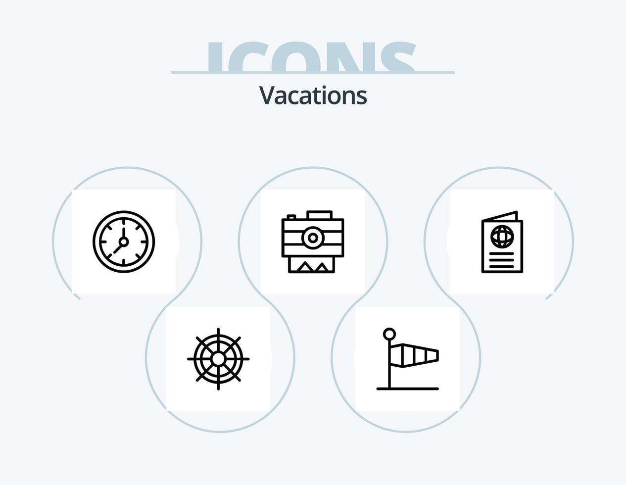 paquete de iconos de línea de vacaciones 5 diseño de iconos. vaso de jugo. zumo de frutas. herramienta. viento. bandera vector