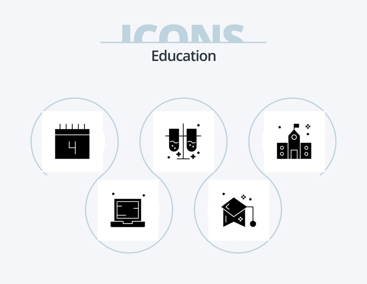 Education Glyph Icon Pack 5 Icon Design. test tubes. laboratory. mortarboard. lab test tubes. schedule vector