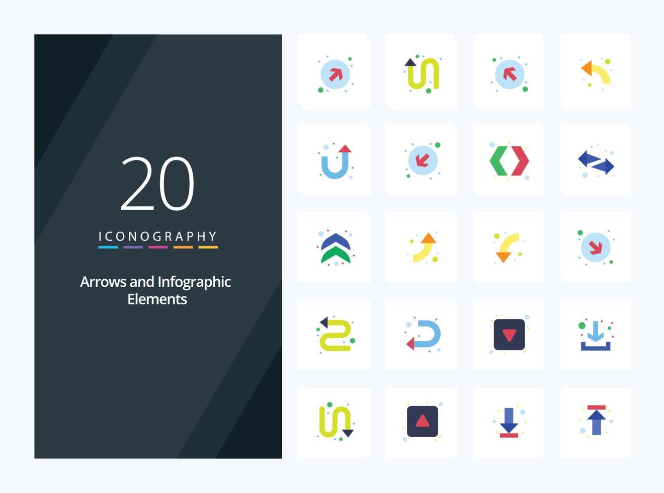 20 Arrow Flat Color icon for presentation vector
