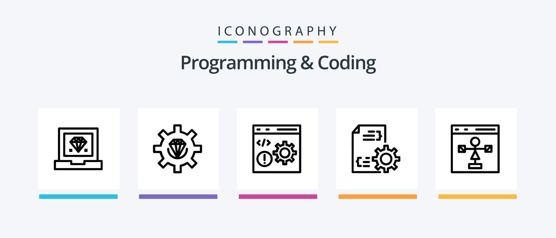 Programming And Coding Line 5 Icon Pack Including develop. cloud. programming. programming. development. Creative Icons Design vector