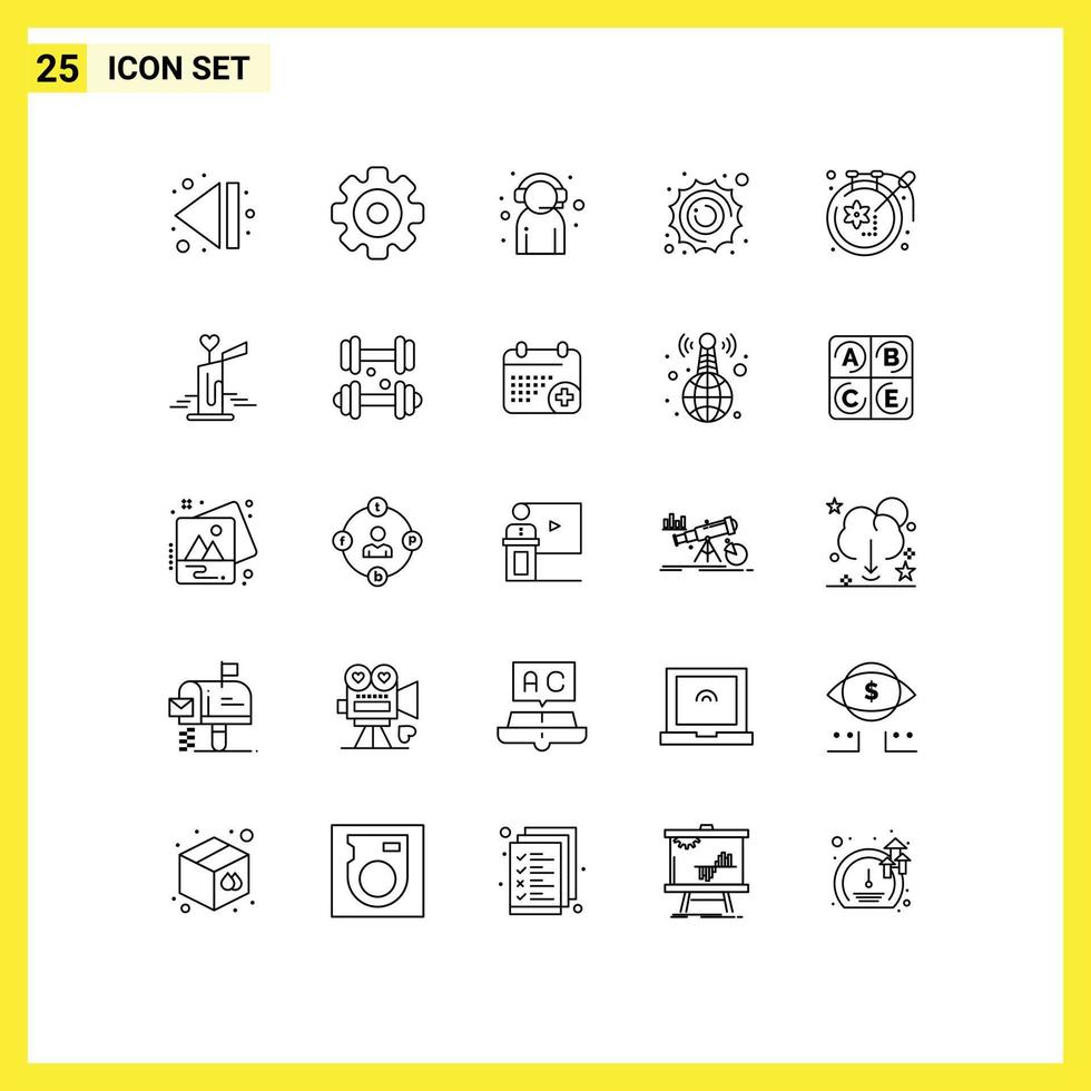 25 Universal Lines Set for Web and Mobile Applications craft space customer planet sun Editable Vector Design Elements
