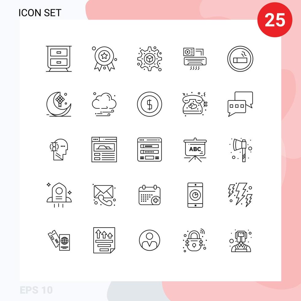 Modern Set of 25 Lines and symbols such as cresent science air lab biology Editable Vector Design Elements