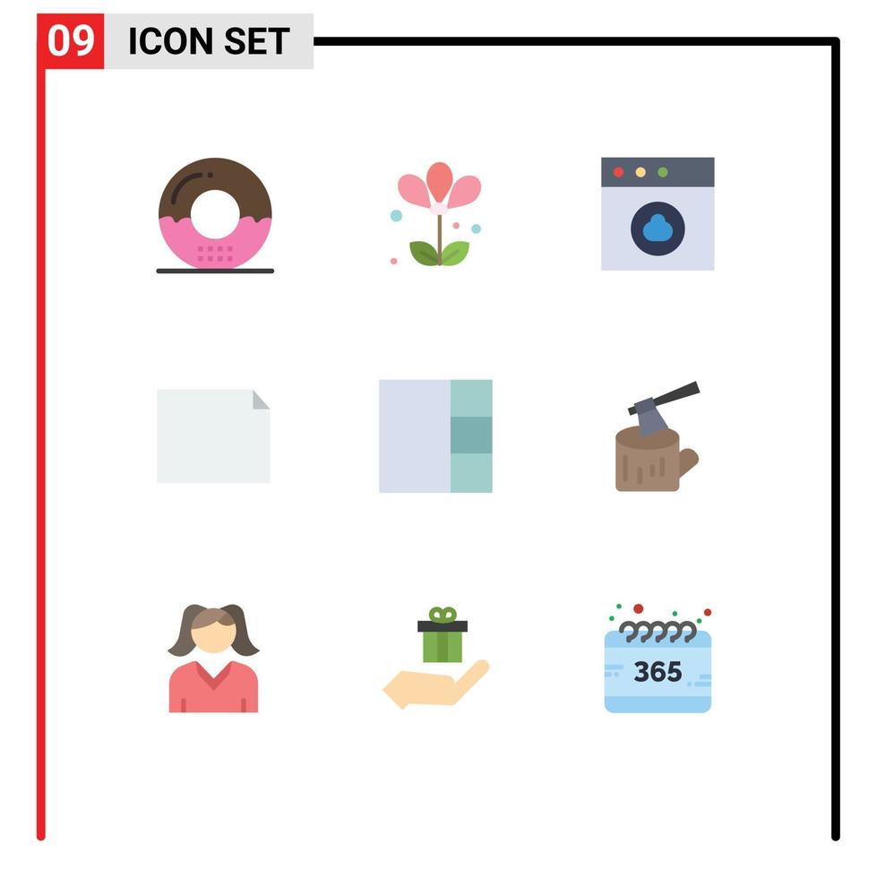 Pack of 9 Modern Flat Colors Signs and Symbols for Web Print Media such as ax grid spring landscape document Editable Vector Design Elements