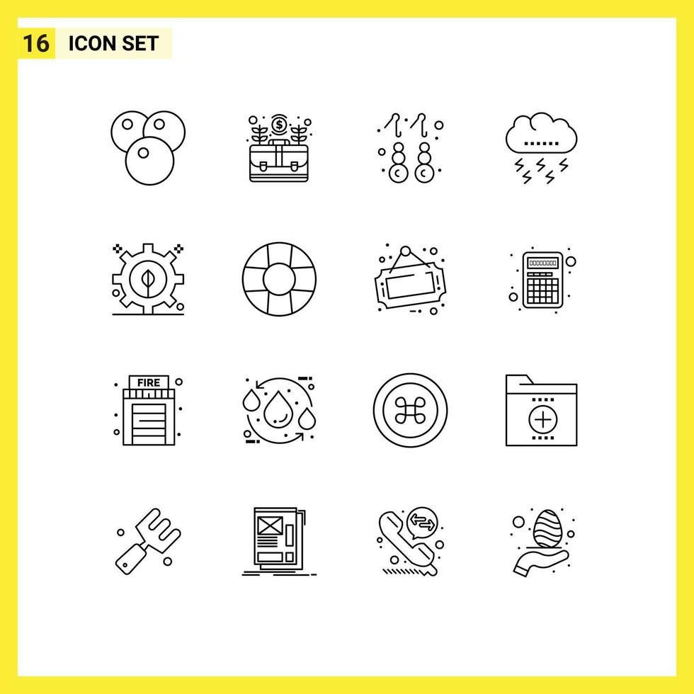 User Interface Pack of 16 Basic Outlines of development thanksgiving earring lightning autumn Editable Vector Design Elements