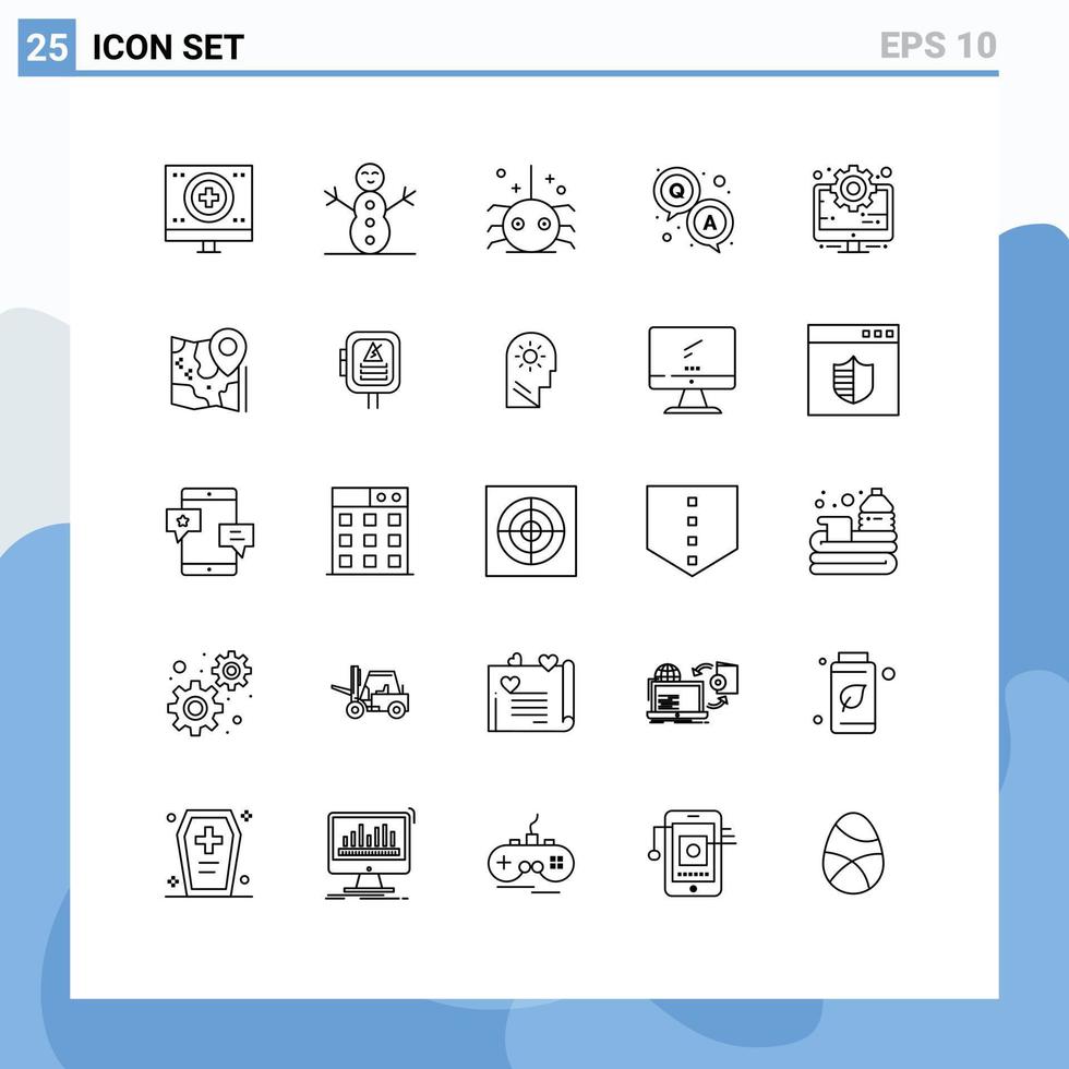 Universal Icon Symbols Group of 25 Modern Lines of management business halloween survey qa Editable Vector Design Elements