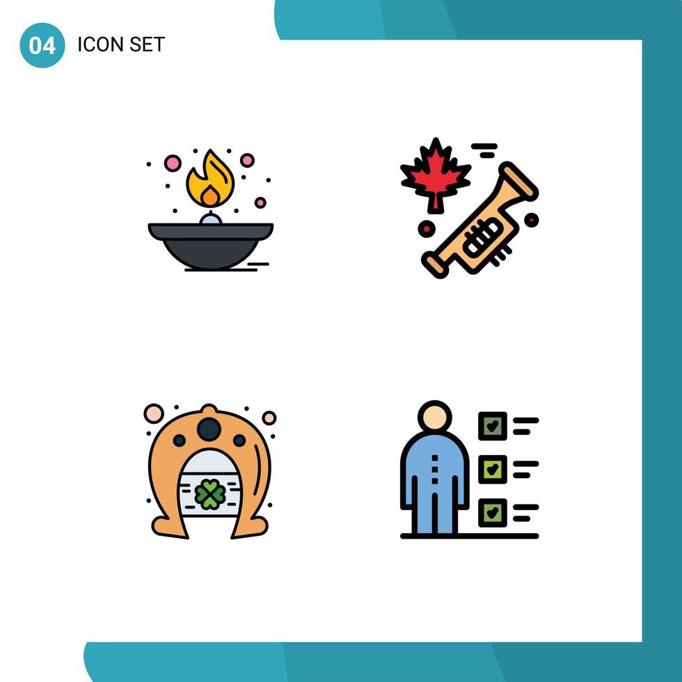 Set of 4 Modern UI Icons Symbols Signs for light festival lamp speaker horseshoe Editable Vector Design Elements