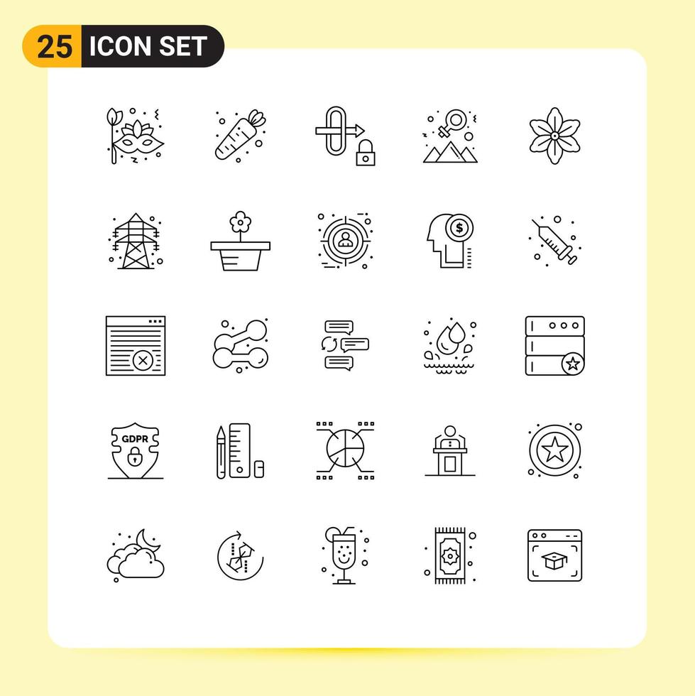 25 Creative Icons Modern Signs and Symbols of nature flower gateway success happy Editable Vector Design Elements