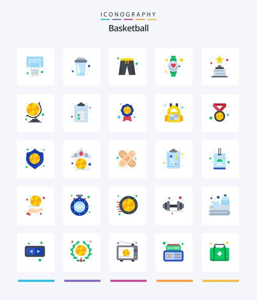 paquete de iconos planos de baloncesto creativo 25 como logro. corazón. deporte. mano. vestido de jugador vector