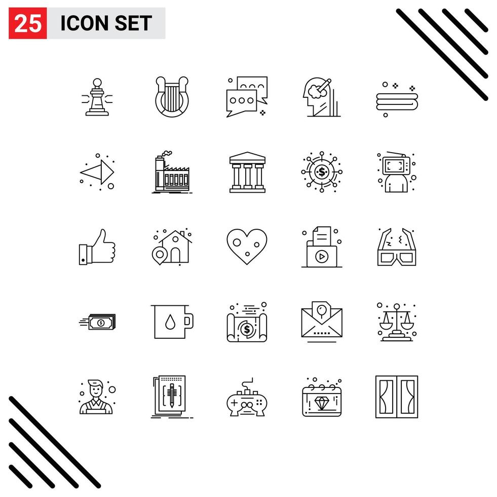 Modern Set of 25 Lines Pictograph of user mind history talk communication Editable Vector Design Elements