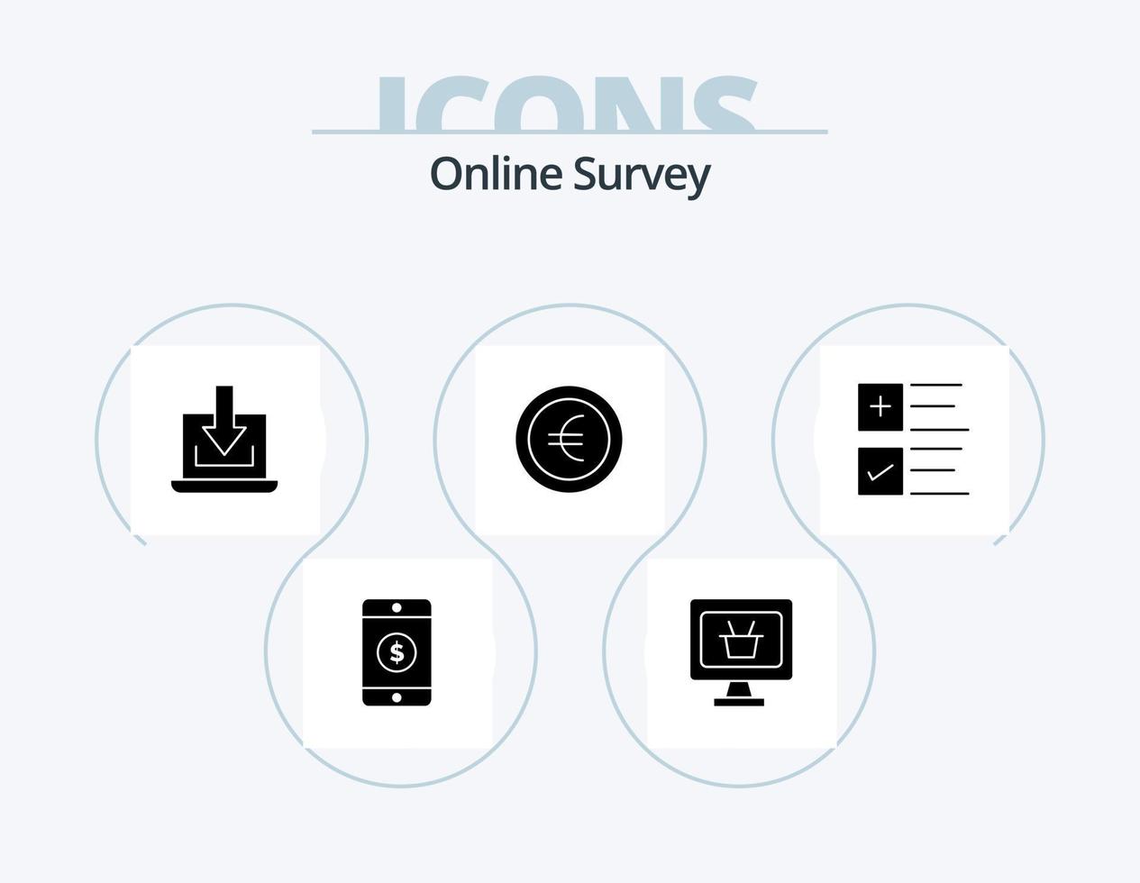 Online Survey Glyph Icon Pack 5 Icon Design. . euro . coin . download vector