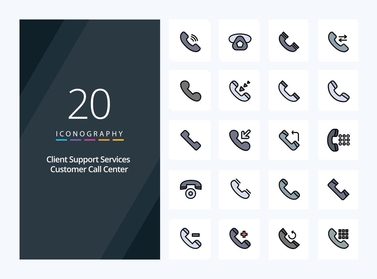 20 Call line Filled icon for presentation vector
