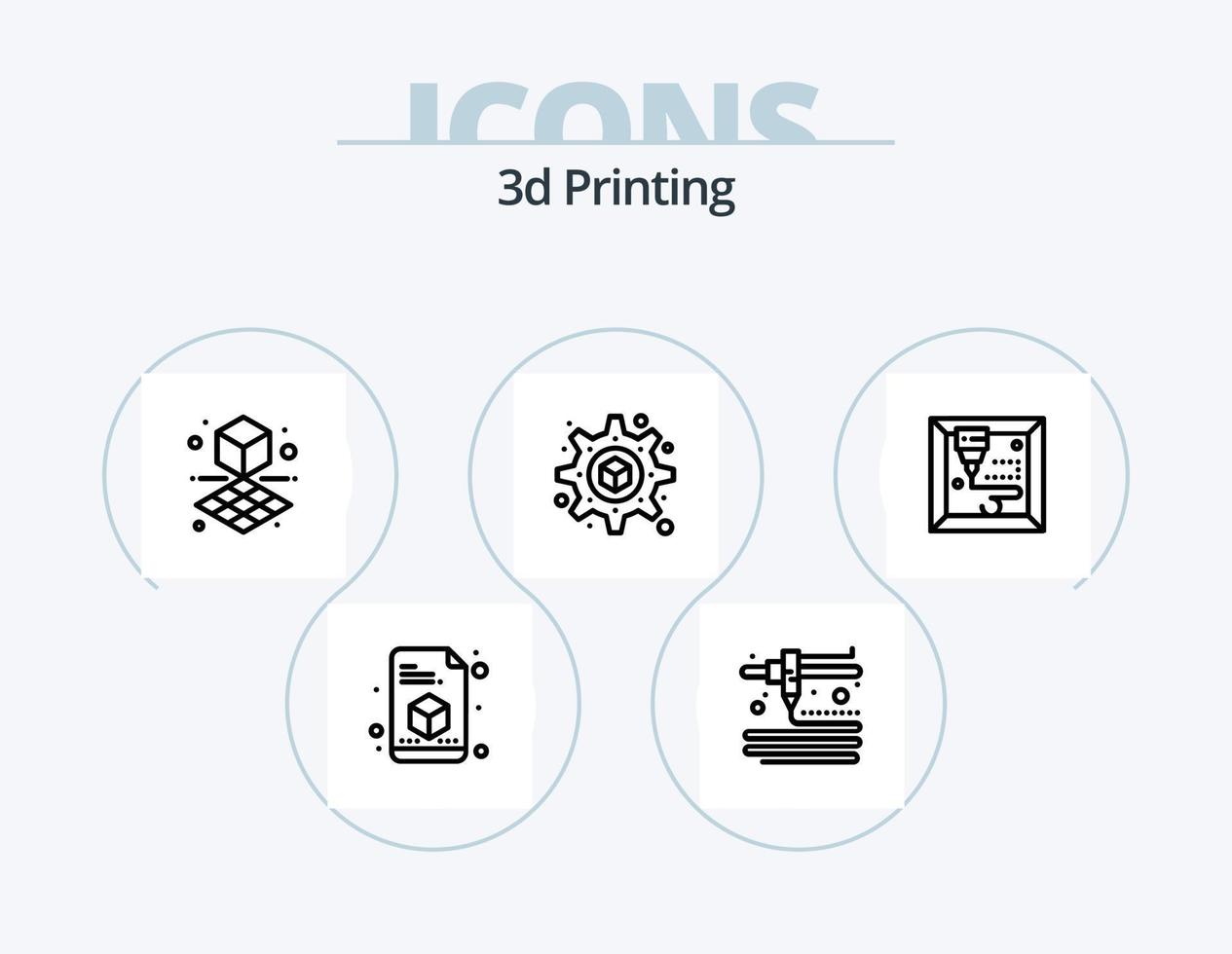 3d Printing Line Icon Pack 5 Icon Design. . . 3d. printing. d vector