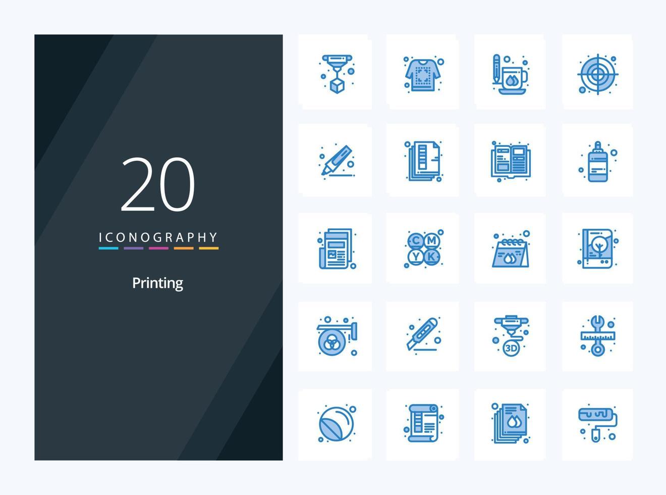 20 Printing Blue Color icon for presentation vector