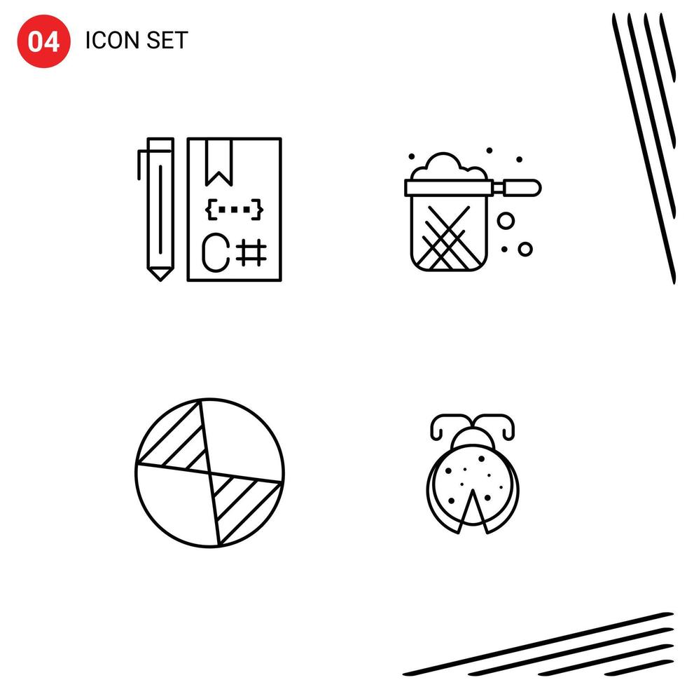 Universal Icon Symbols Group of 4 Modern Filledline Flat Colors of c stewpot develop pan cg Editable Vector Design Elements