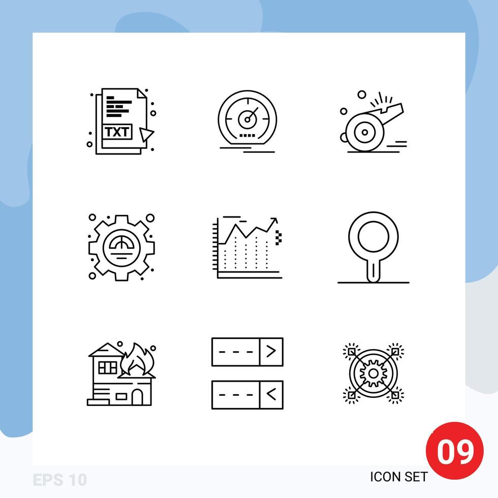 9 Universal Outline Signs Symbols of productivity excellency speedometer efficiency soccer Editable Vector Design Elements