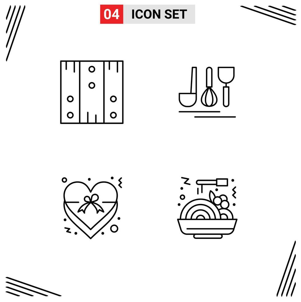 4 User Interface Line Pack of modern Signs and Symbols of box heart stock hotel love Editable Vector Design Elements