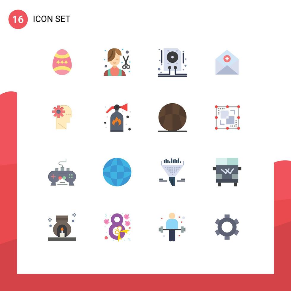 grupo universal de símbolos de iconos de 16 colores planos modernos de datos de aves huevo moda hdd paquete editable de elementos de diseño de vectores creativos