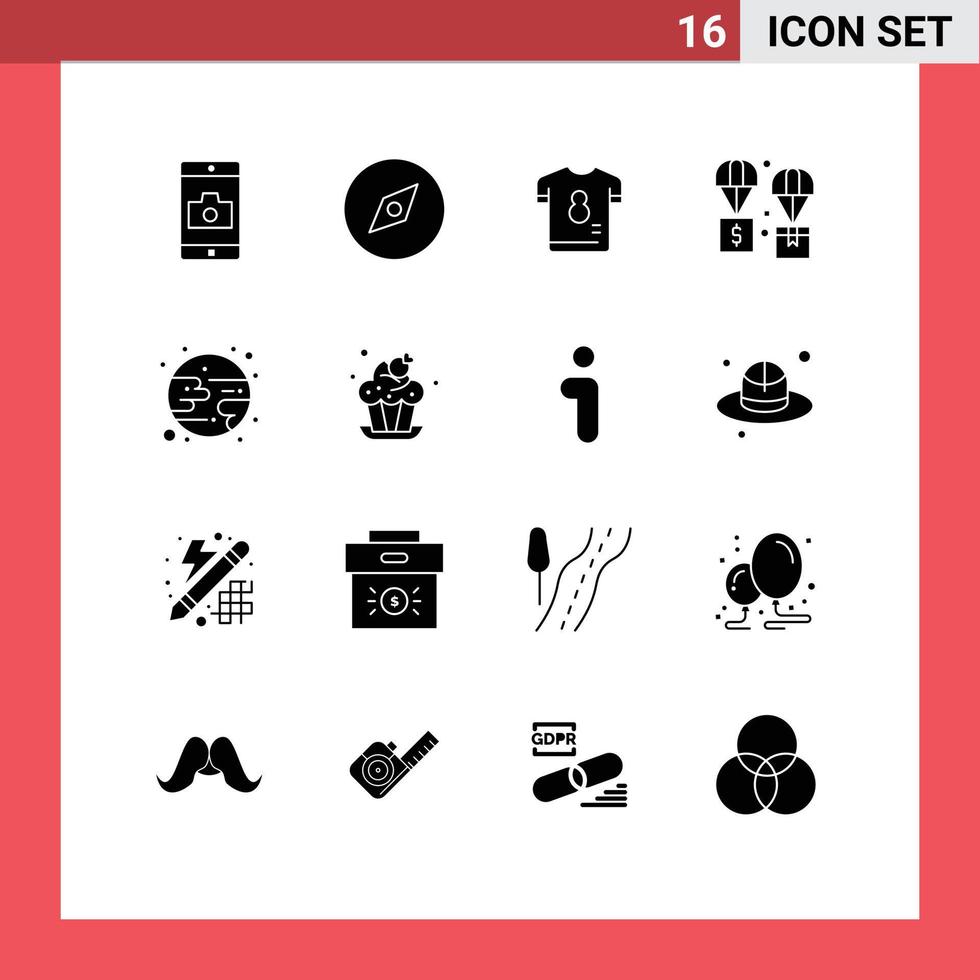 16 Universal Solid Glyph Signs Symbols of eclipse logistic kit exchange air Editable Vector Design Elements