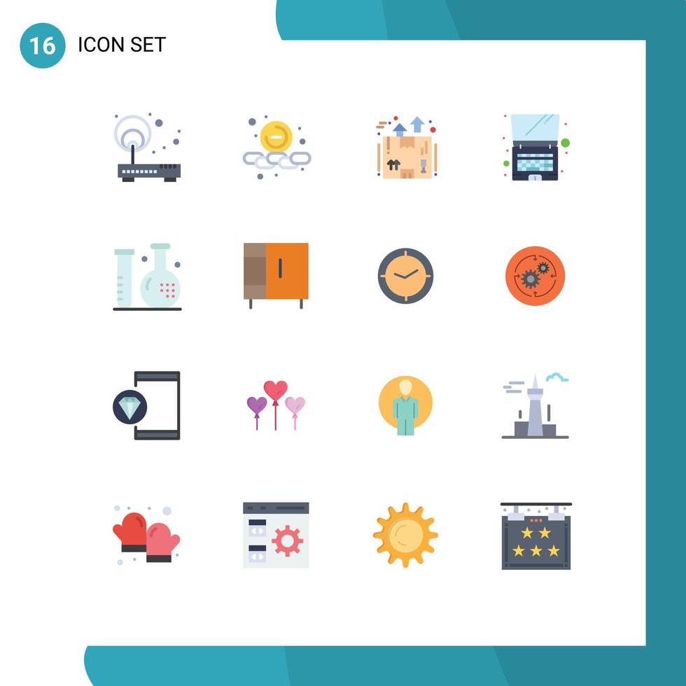 Concepto de 16 colores planos para sitios web móviles y aplicaciones Punto de cuadro de acceso eliminar logística paquete editable de elementos de diseño de vectores creativos