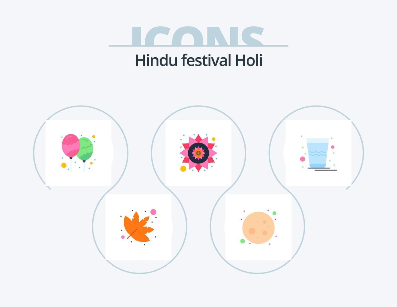 holi flat icon pack 5 diseño de iconos. gracias vaso. hola beber. patrón vector