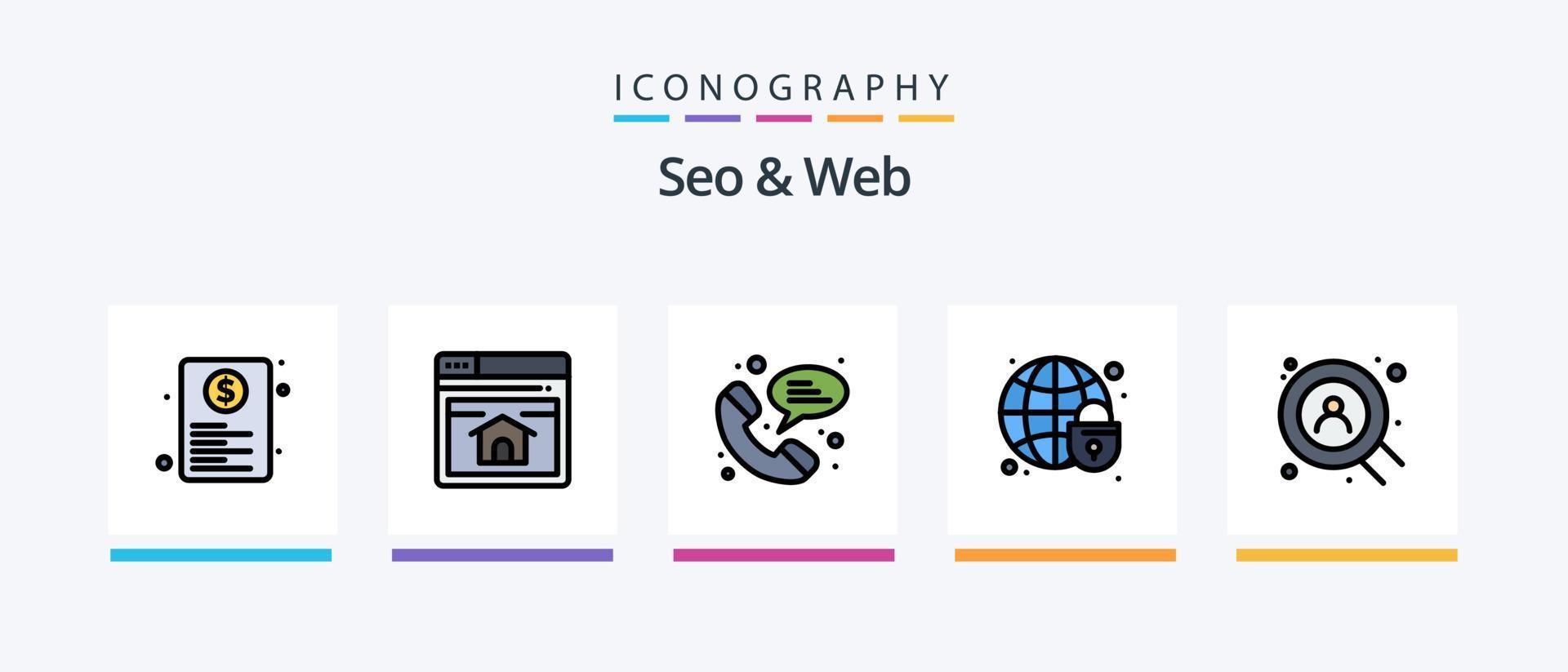Seo and Web Line Filled 5 Icon Pack Including share. connection. web. cloud. web. Creative Icons Design vector