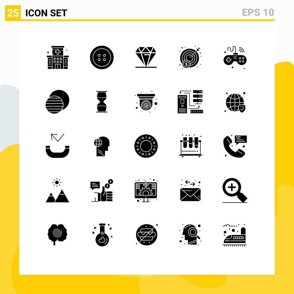 User Interface Pack of 25 Basic Solid Glyphs of wifi iot rich internet target Editable Vector Design Elements