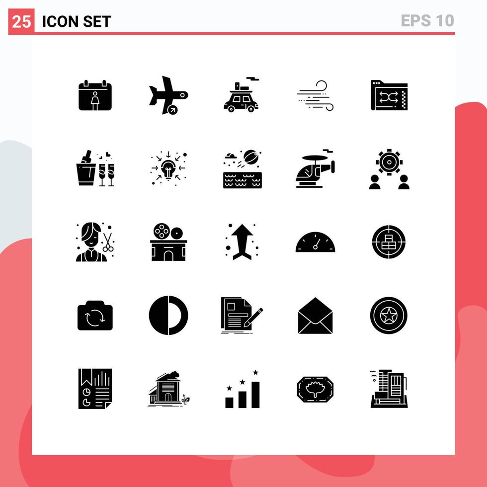 Modern Set of 25 Solid Glyphs and symbols such as files backup sports spring weather Editable Vector Design Elements
