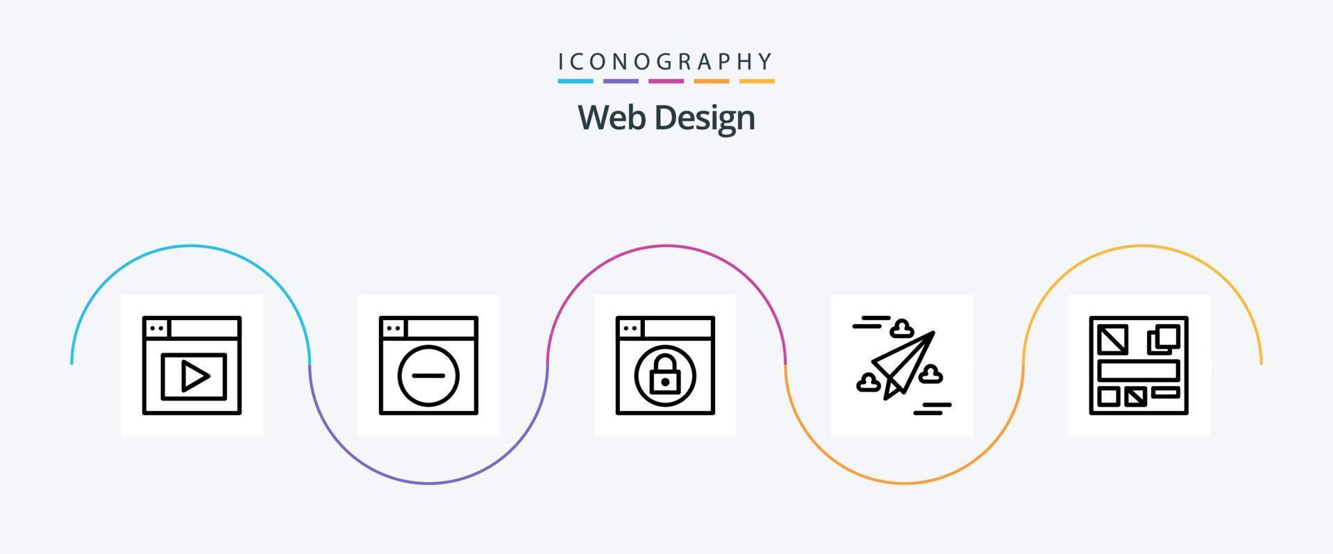 paquete de iconos de la línea 5 de diseño web que incluye . Bosquejo. diseño. diseño. papel vector