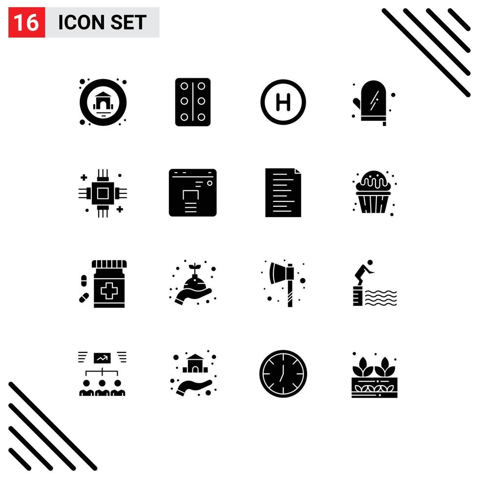 Set of 16 Modern UI Icons Symbols Signs for equipment electric sign devices kitchen Editable Vector Design Elements