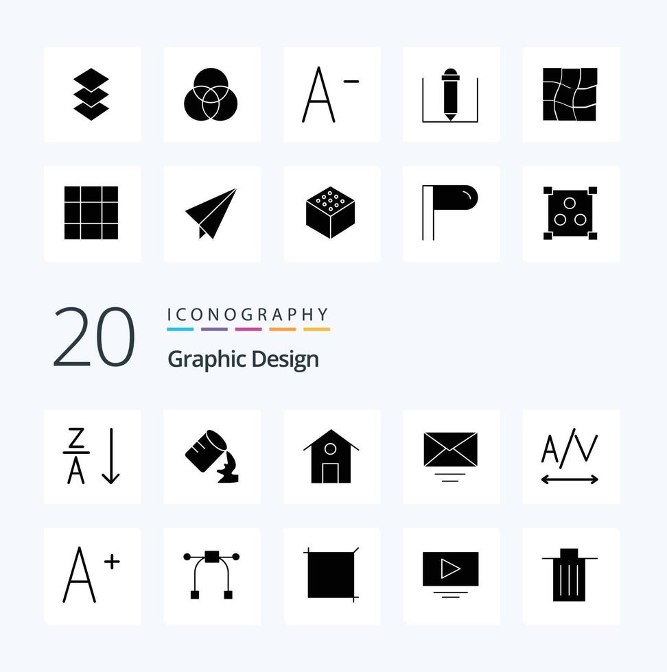 20 Design Solid Glyph icon Pack like graphic increase building font text vector