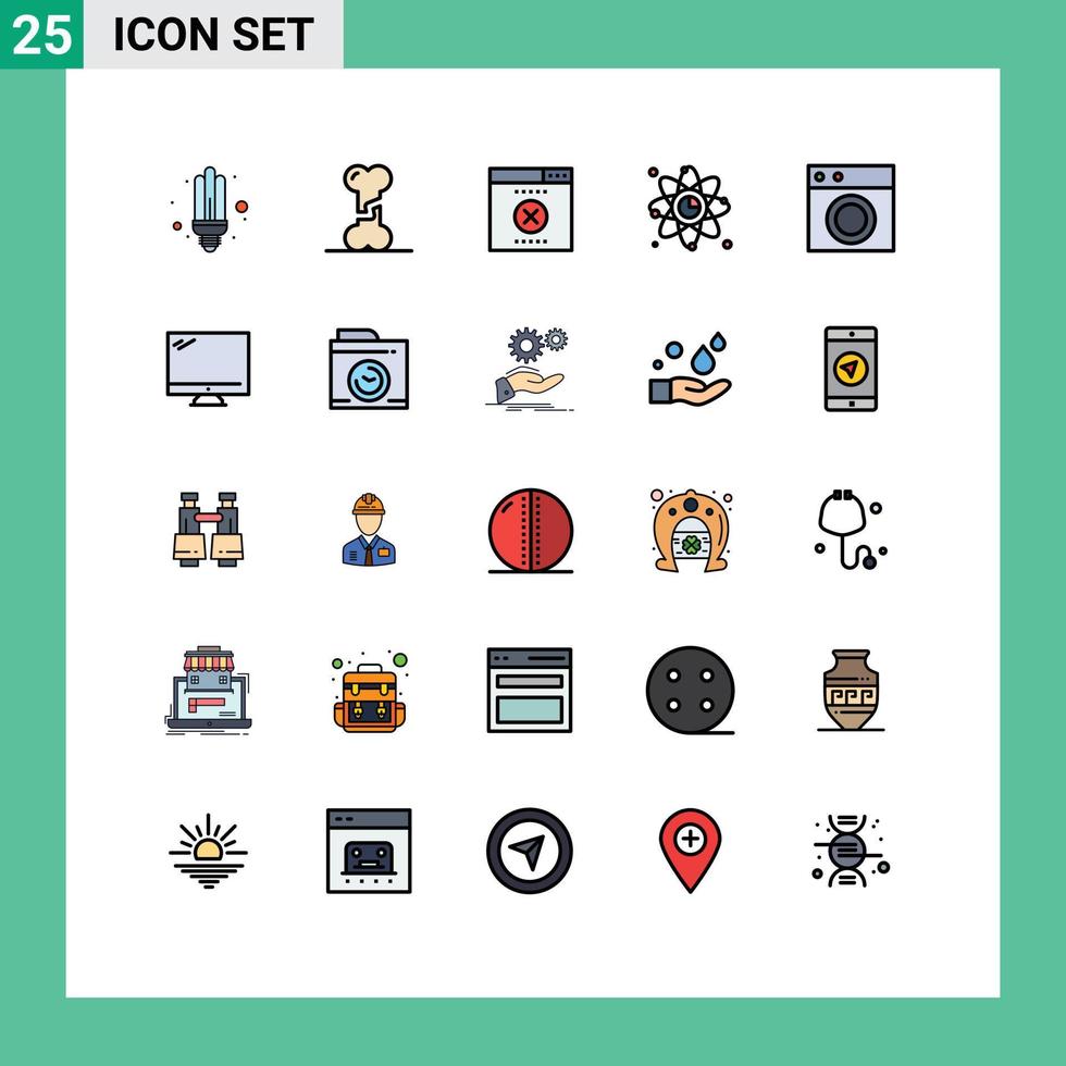 Modern Set of 25 Filled line Flat Colors Pictograph of furniture network error link connection Editable Vector Design Elements
