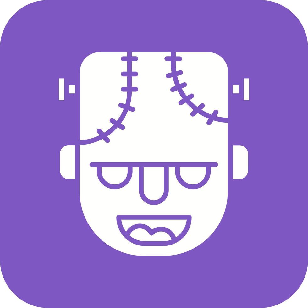 Frankenstein Glyph Round Corner Background Icon vector