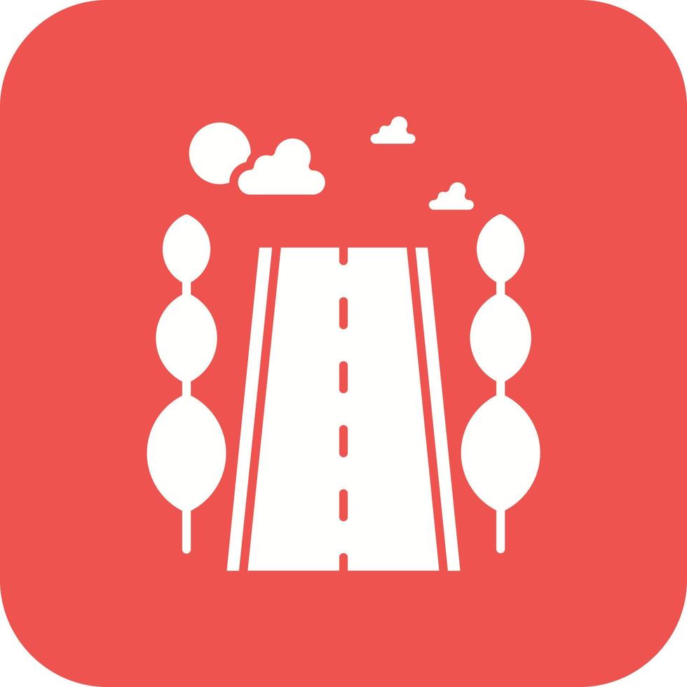 Road Landscape Glyph Round Corner Background Icon vector