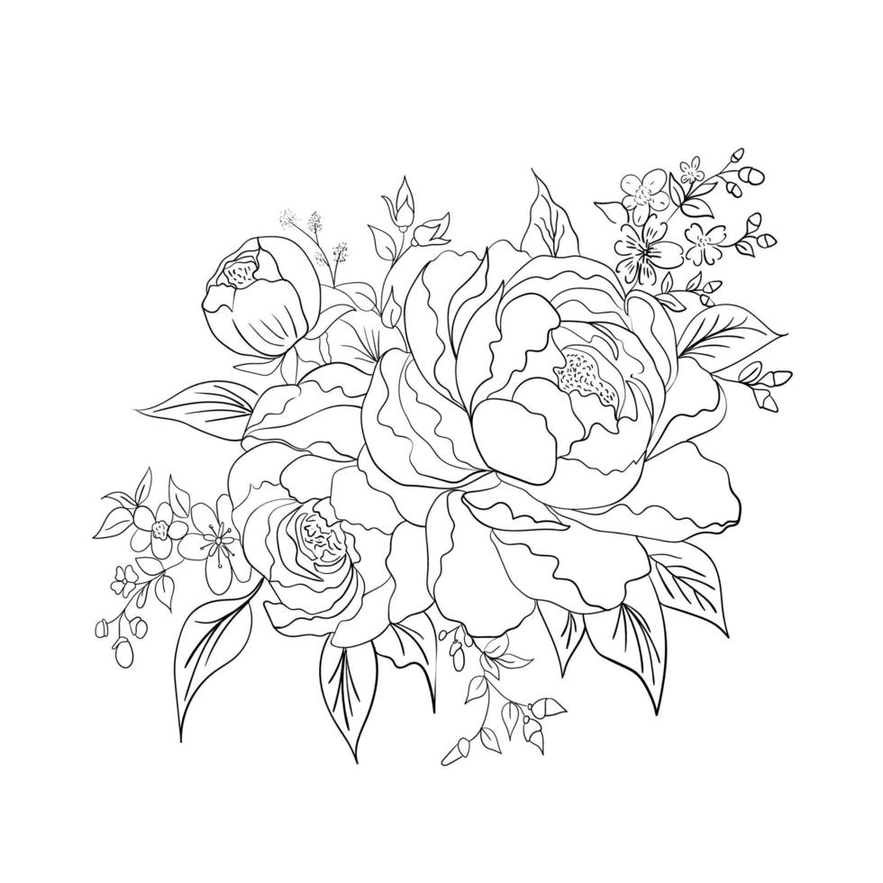 Wild rose flowers drawing and sketch with line-art. 16028260 Vector Art ...