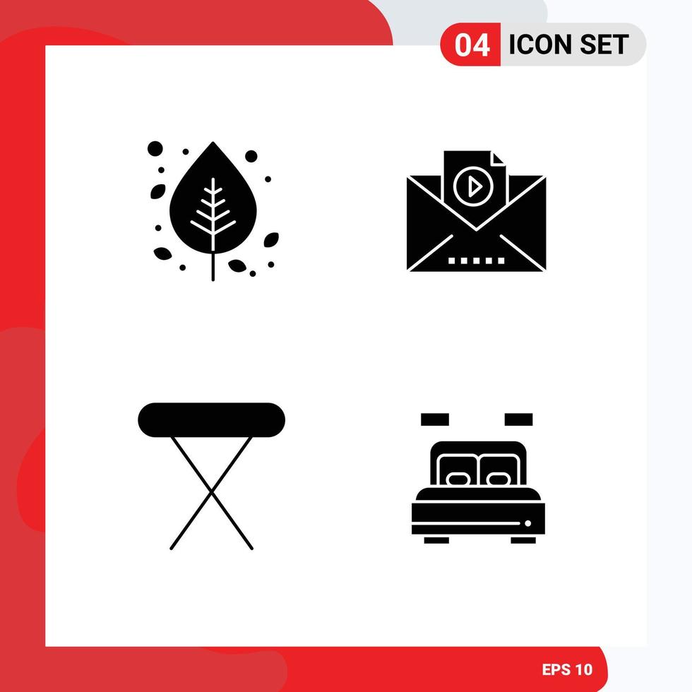 Mobile Interface Solid Glyph Set of 4 Pictograms of autumn home nature marketing table Editable Vector Design Elements