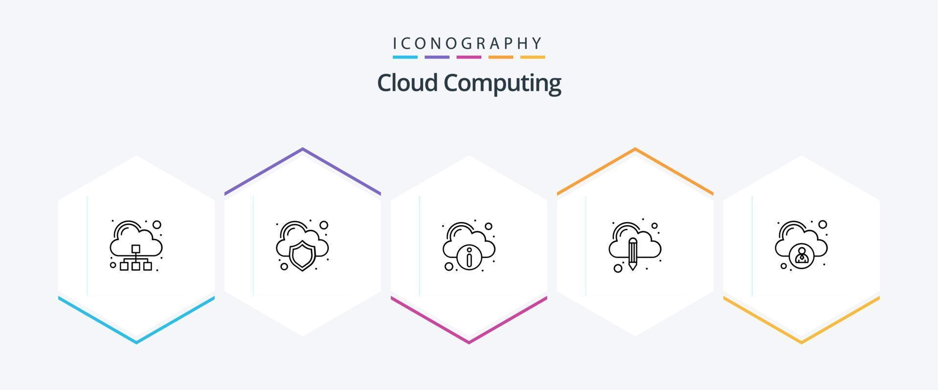 Cloud Computing 25 Line icon pack including user. access. cloud. cloud. pencil vector