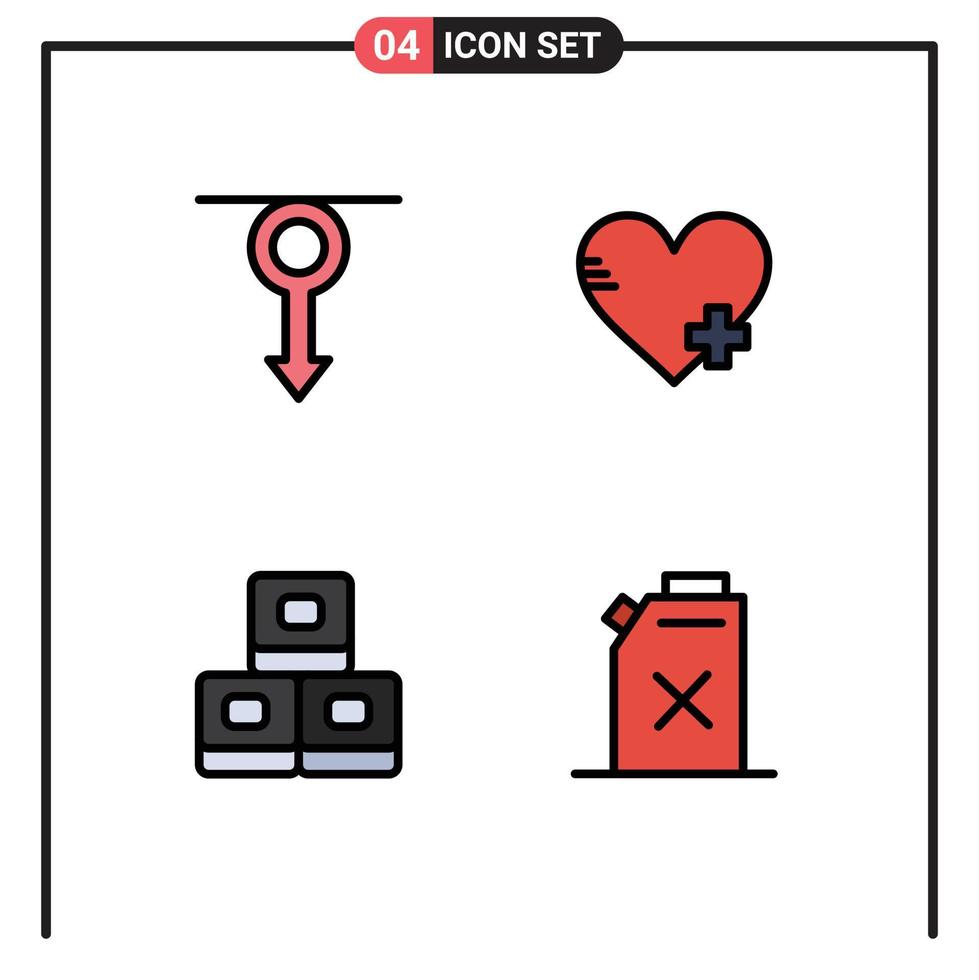 Set of 4 Modern UI Icons Symbols Signs for boy sushi man favorite gasoline Editable Vector Design Elements