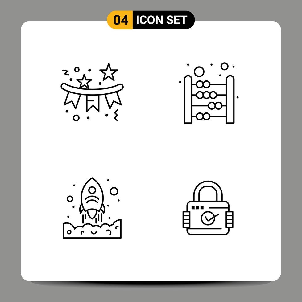 4 Creative Icons Modern Signs and Symbols of confetti launching star calculating start Editable Vector Design Elements