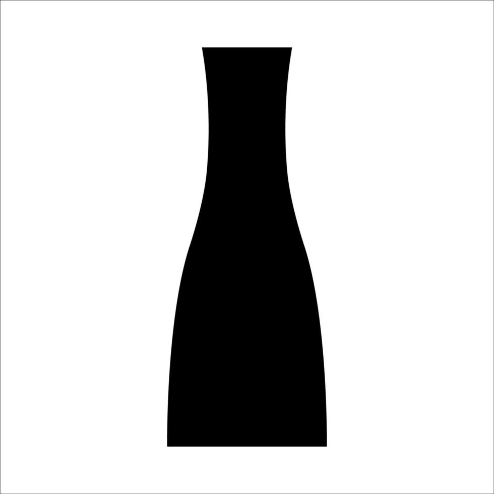 Black vector illustration of modern ceramic vase. Single element in trendy boho style isolated on white background