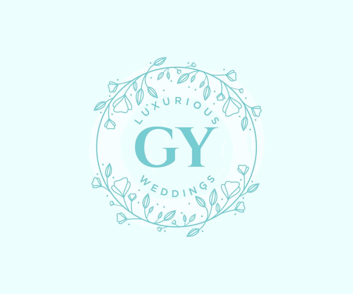 GY Initials letter Wedding monogram logos template, hand drawn modern minimalistic and floral templates for Invitation cards, Save the Date, elegant identity. vector