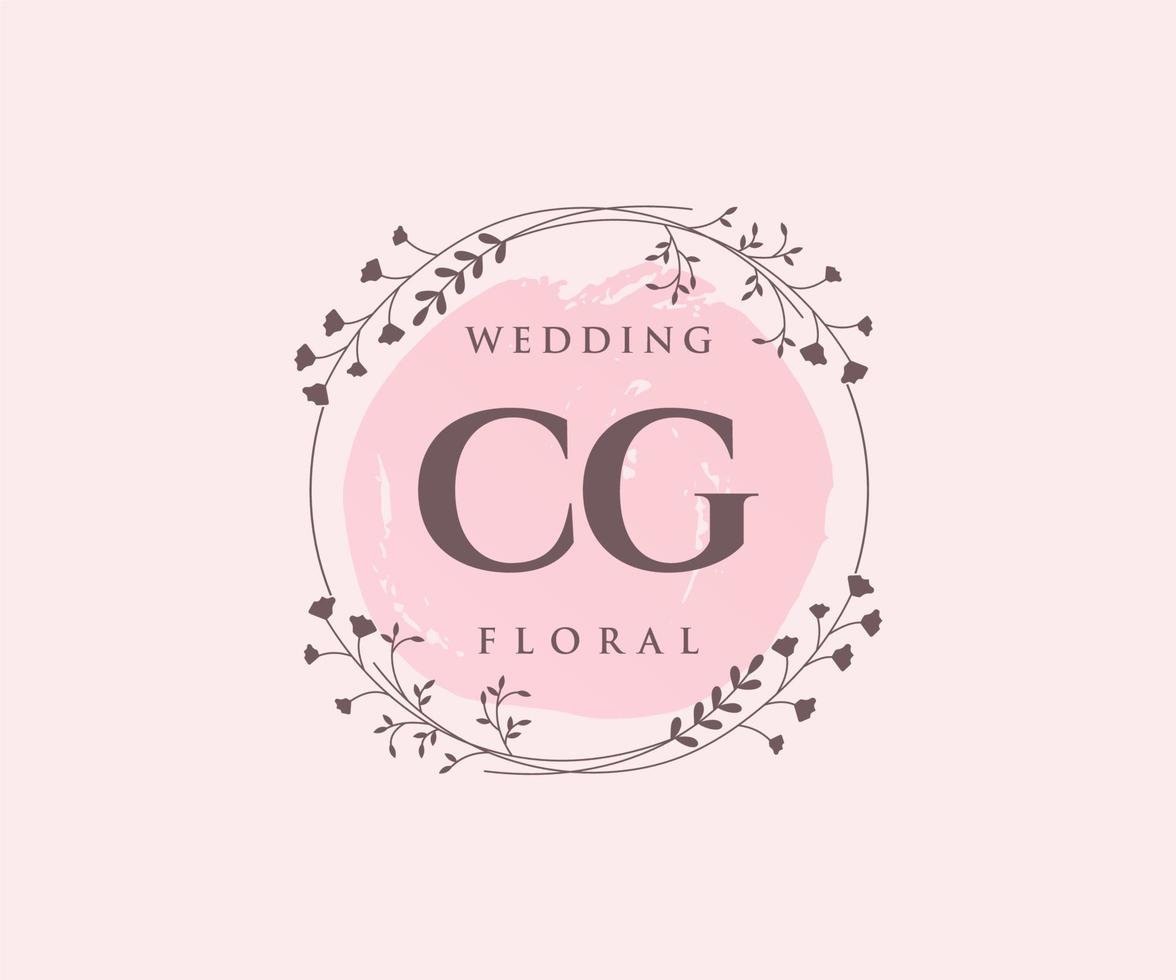CG Initials letter Wedding monogram logos template, hand drawn modern minimalistic and floral templates for Invitation cards, Save the Date, elegant identity. vector