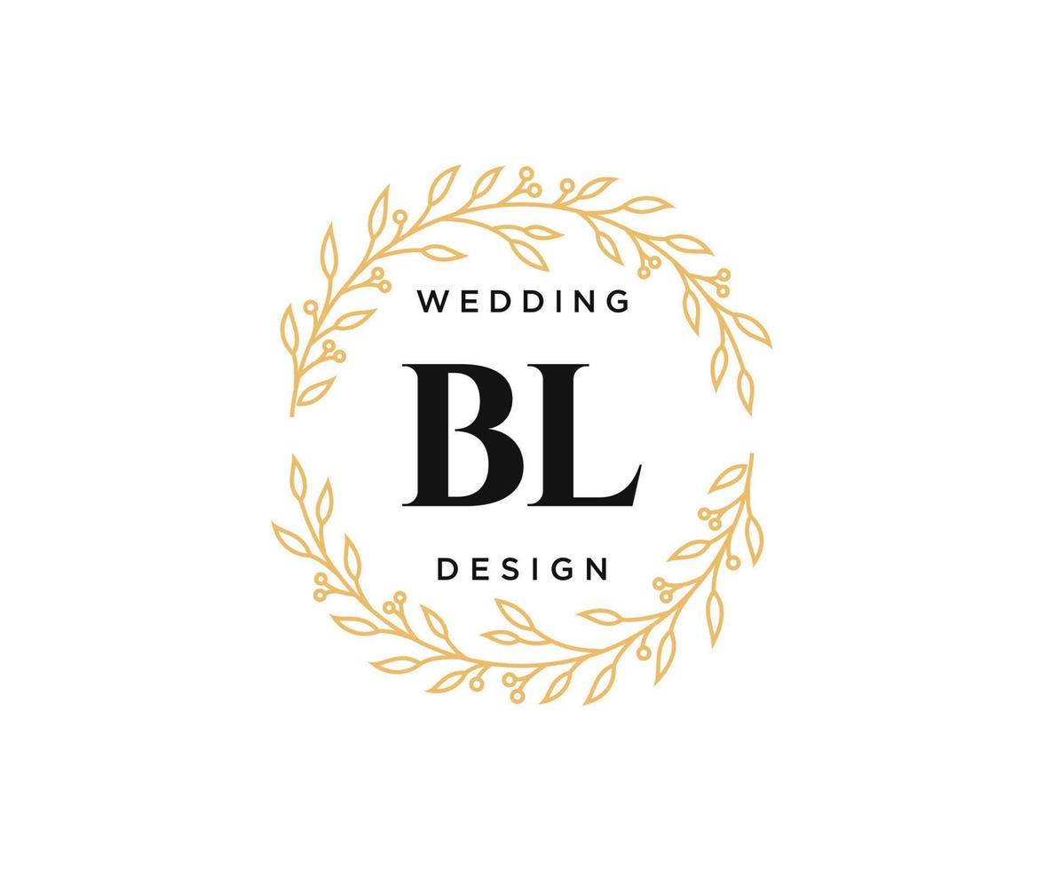 BL Initials letter Wedding monogram logos collection, hand drawn modern minimalistic and floral templates for Invitation cards, Save the Date, elegant identity for restaurant, boutique, cafe in vector