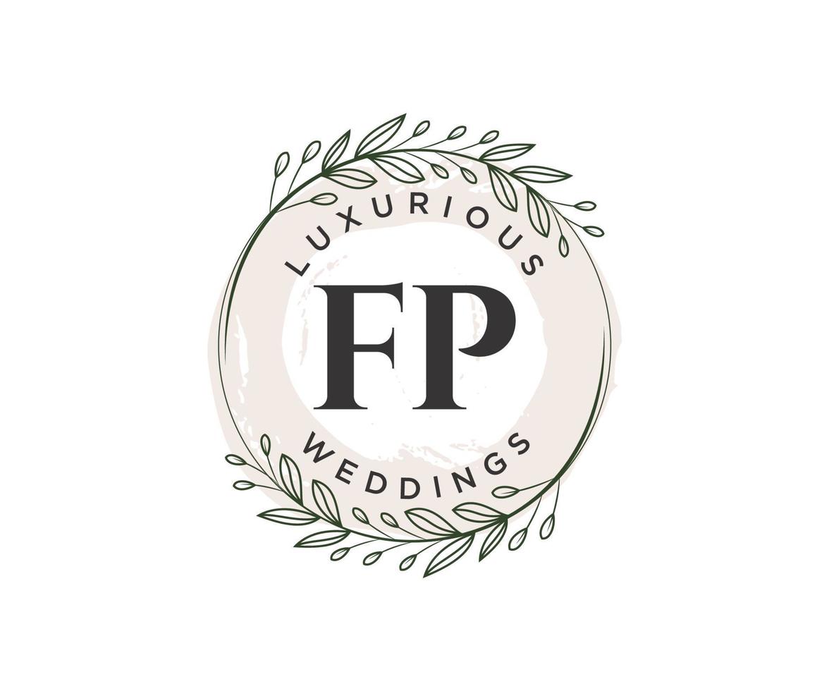 FP Initials letter Wedding monogram logos template, hand drawn modern minimalistic and floral templates for Invitation cards, Save the Date, elegant identity. vector