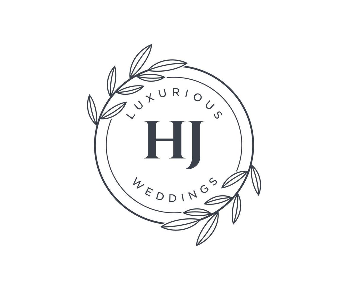 plantilla de logotipos de monograma de boda con letras iniciales hj, plantillas florales y minimalistas modernas dibujadas a mano para tarjetas de invitación, guardar la fecha, identidad elegante. vector