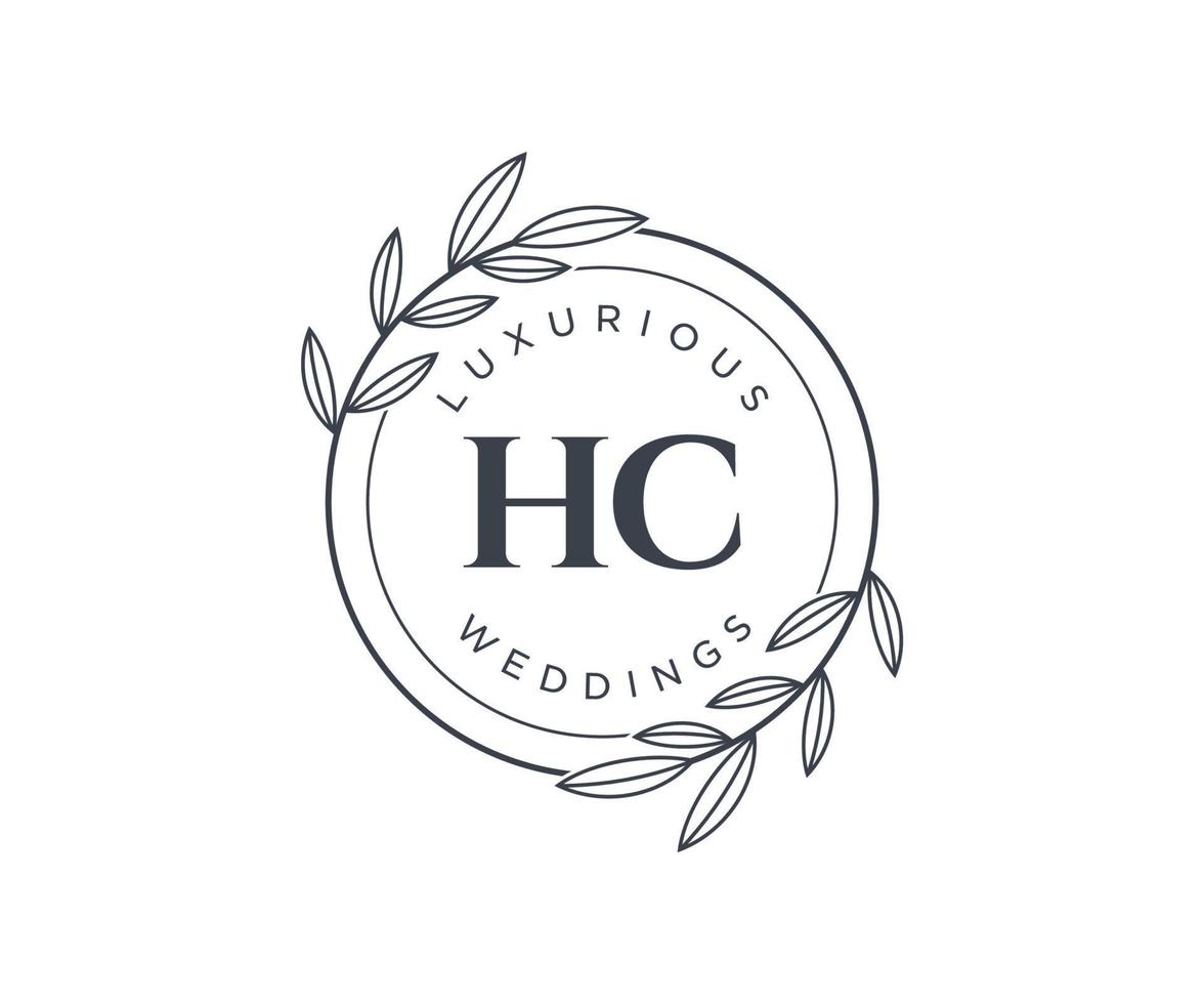 HC Initials letter Wedding monogram logos template, hand drawn modern minimalistic and floral templates for Invitation cards, Save the Date, elegant identity. vector