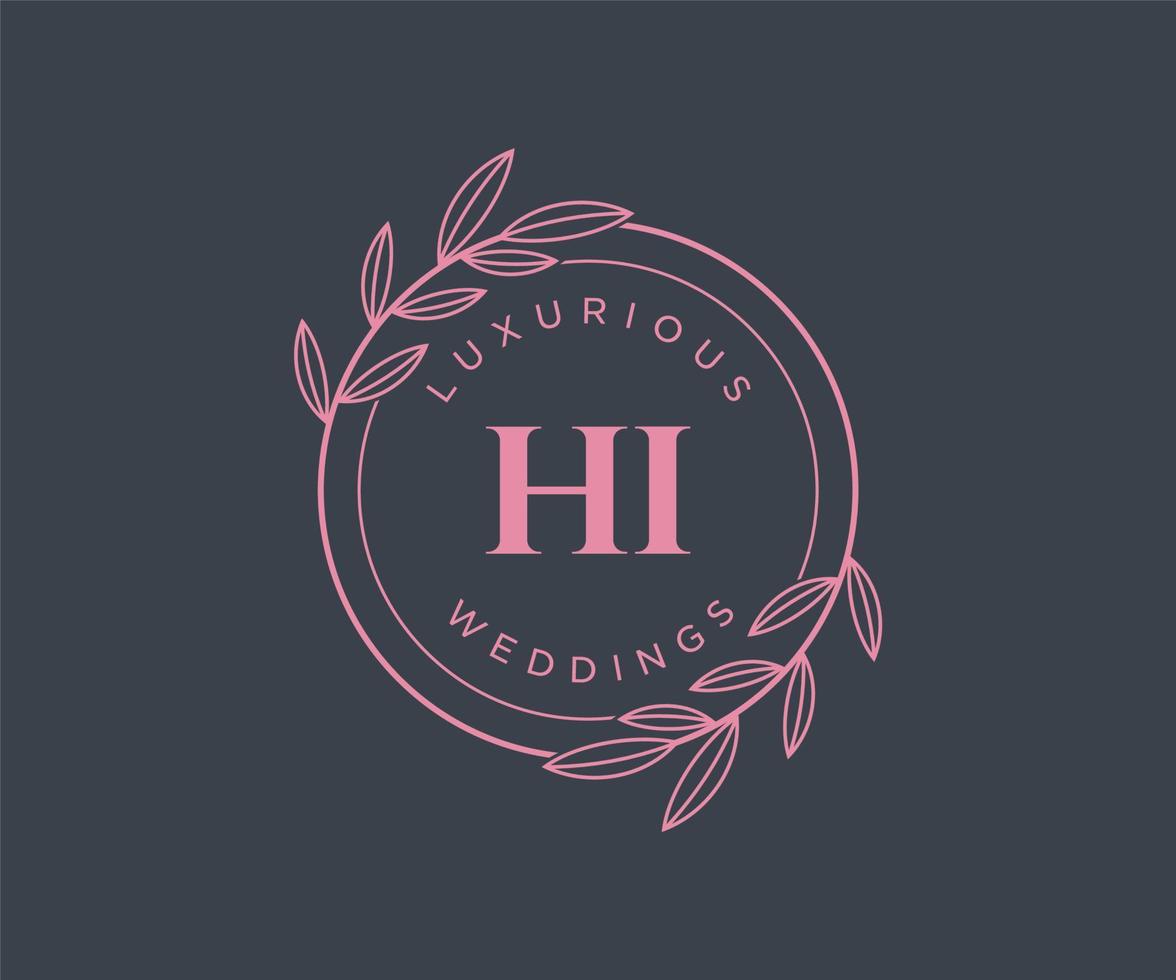 hola plantilla de logotipos de monograma de boda con letras iniciales, plantillas florales y minimalistas modernas dibujadas a mano para tarjetas de invitación, guardar la fecha, identidad elegante. vector