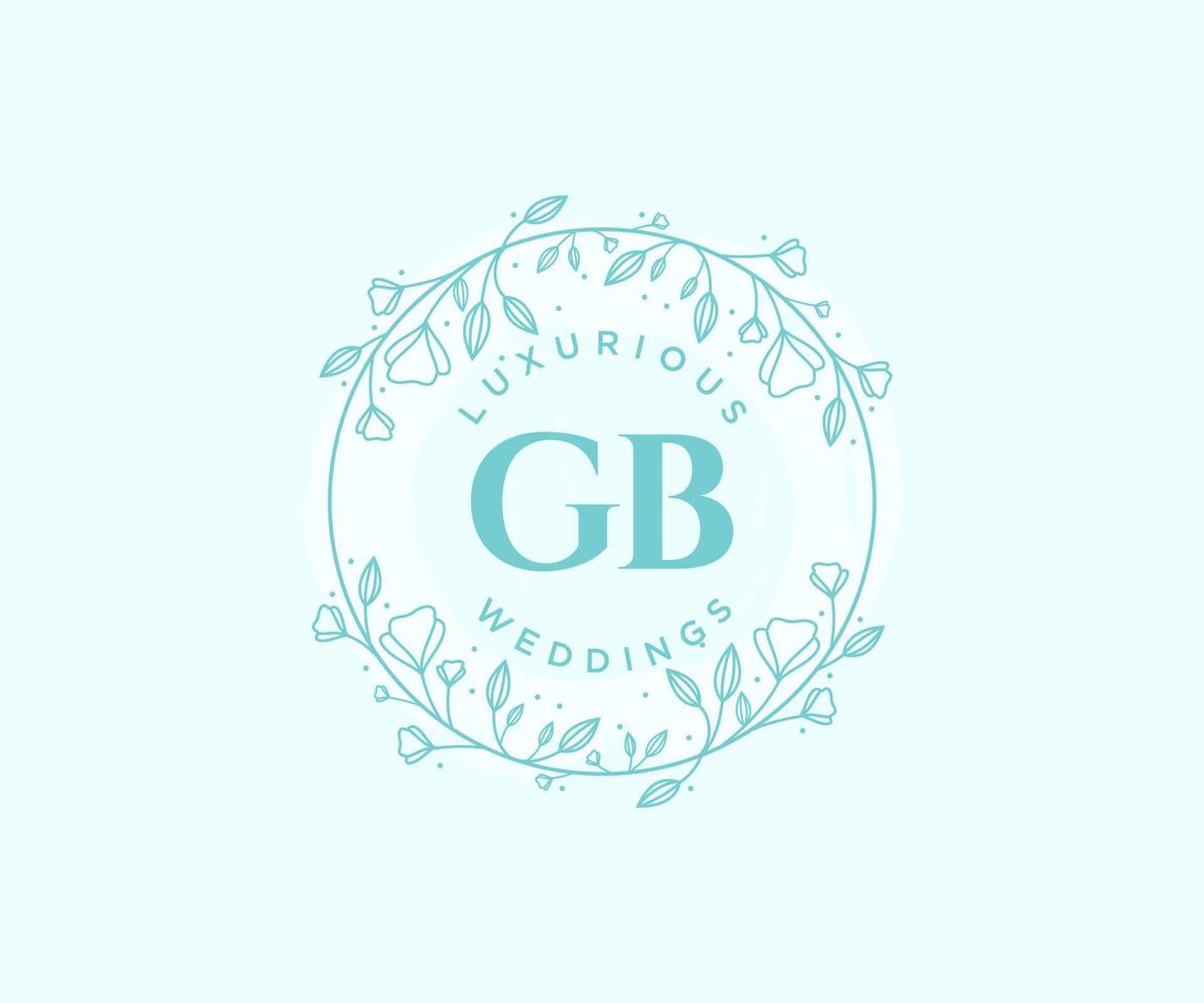 plantilla de logotipos de monograma de boda con letras iniciales gb, plantillas florales y minimalistas modernas dibujadas a mano para tarjetas de invitación, guardar la fecha, identidad elegante. vector