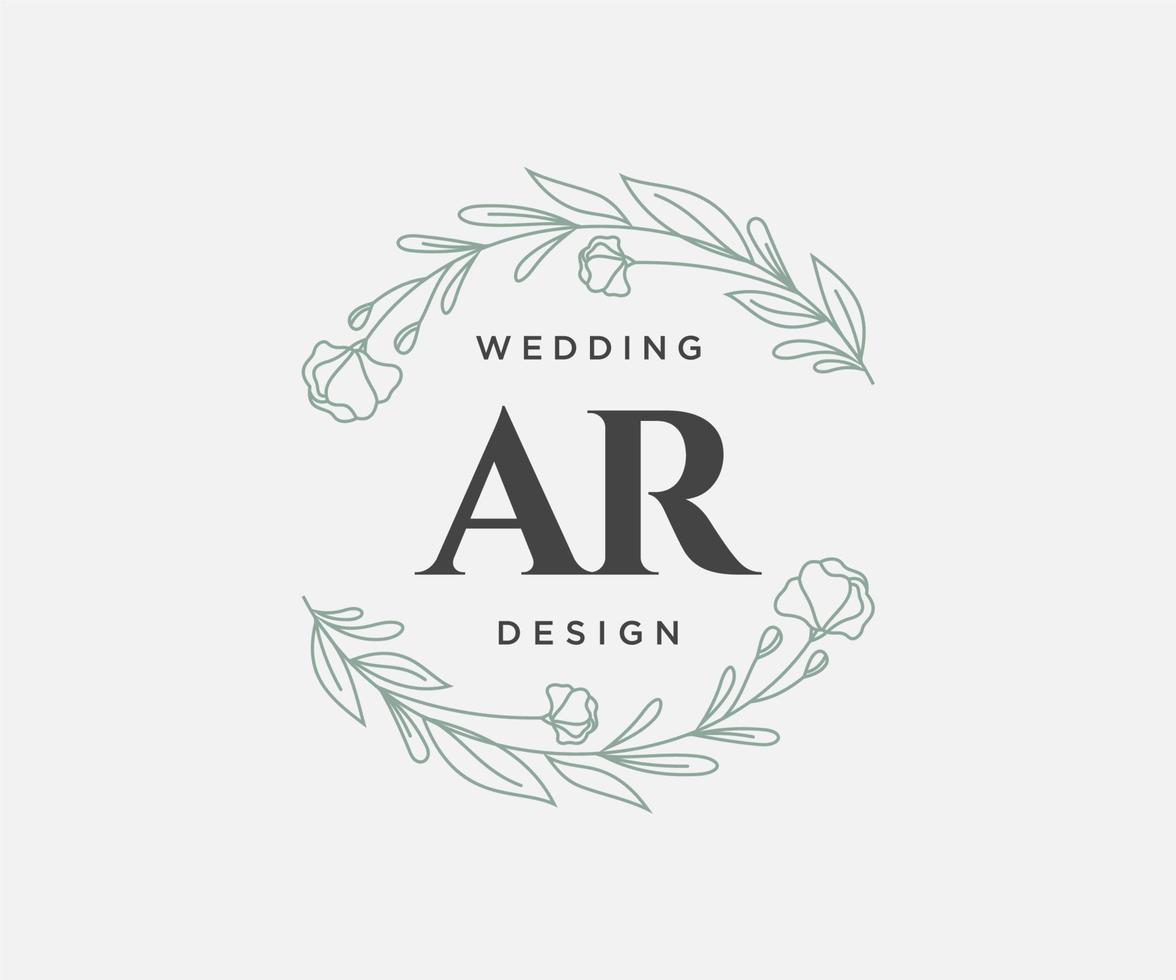 AR Initials letter Wedding monogram logos collection, hand drawn modern minimalistic and floral templates for Invitation cards, Save the Date, elegant identity for restaurant, boutique, cafe in vector